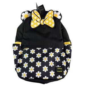 Loungefly Disney Minnie Mouse Daisy Bow Backpack Full Size Black Yellow NWT